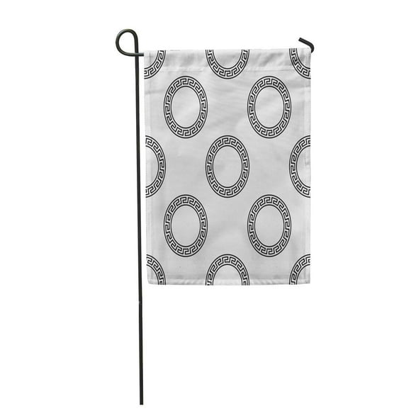 JSDART Border Greek Minimal Monochrome Black and White Pattern Ancient Garden Flag Decorative Flag House Banner 28x40 inch