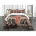 thumbnail image 3 of Ambesonne Urban Quilted Bedspread Set 3 Pcs, Medieval European Nordic, Queen Size, Pale Orange Burgundy, 3 of 5