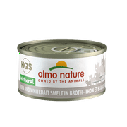 (24 Pack) Almo Nature HQS Natural Tuna and Whitebait Smelt in broth Grain Free Wet Cat Food, 2.47 oz. Cans
