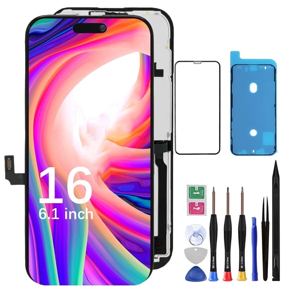 Screen Replacement for iPhone 16 - Lcd Replacement Kit & Digitizer Display Full Aassembly for Apple iPhone 16 6.1 Inch Models A3287, A3081, A3286, A3288 with Repair Tools