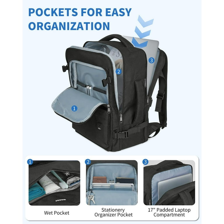 Business Travel Backpack Fits 17 Inch Laptop for Personal Item Bag