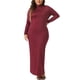 thumbnail image 4 of Vestidos maxi de talla grande para mujer Agnes Orinda, con cuello alto, de manga larga, ajustados, para fiestas, vestido lápiz largo 1X burdeos, 4 of 6