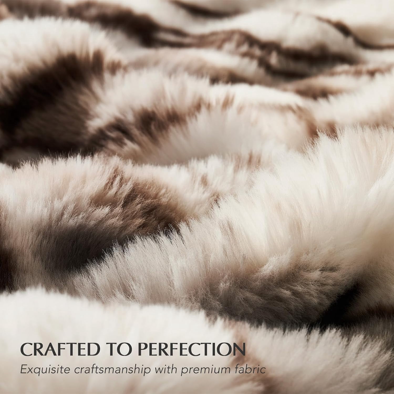 EVERGRACE Ultra Soft Luxury Fluffy Faux Rabbit Fur Throw Blanket, Thick Warm Bubble Throw for Bed, Cozy Plush Reversible Blankets for Couch, Chair, Sofa, Beige & Gray, 60x80 Inches, 870 GSM
