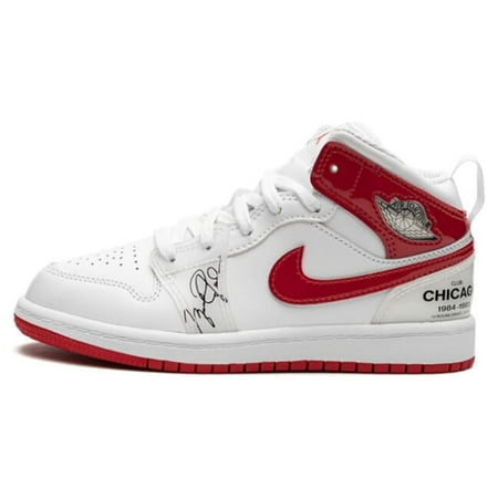 Nike Jordan 1 Mid SS White/University Red DR6495-116 Pre-School Size 2.5Y Medium