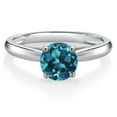 thumbnail image 3 of Gem Stone King 10K White Gold London Blue Topaz Solitaire Engagement Ring for Women | 1.10 Cttw | Round 6MM | Gemstone November Birthstone | Size 8, 3 of 6
