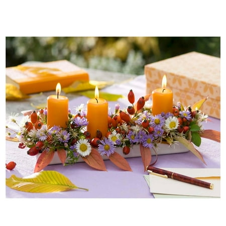 Lighting Modern Berries - LED Lighted Floral and Berries Candle Centerpiece Canvas Wall Art 11.75