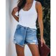 thumbnail image 4 of Faldas de mezclilla de verano, pantalones cortos vaqueros para mujer, pantalones cortos rasgados de Color sólido, pantalones cortos de ocio, faldas femeninas, 4 of 5