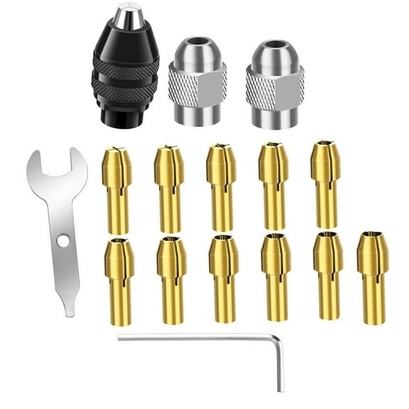 GUYUTING Rotary Tool Drill Chuck for Dremel Adapters Collet Set Metal Brass 0.5-3.2mm 16 Pcs High Quality