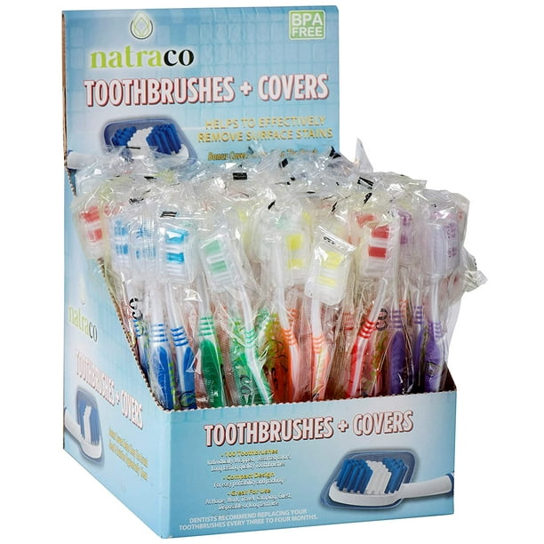 100 Bulk Toothbrushes With Covers Individually Wrapped Multi Colors