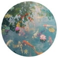 thumbnail image 3 of Lucky Koi Fish Lotus Leaf Washable Round Rug -Circle Area Rugs for Nursery Bedroom, Vintage Non Slip Non Shedding Low Pile Carpet for Living Room Coffee Table Entryway, 3 of 6