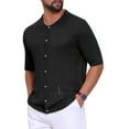 thumbnail image 4 of Camisa de rayas para hombre Inspire Chic, de verano, de manga corta, de punto, transparente, talla XL, negra, 4 of 5