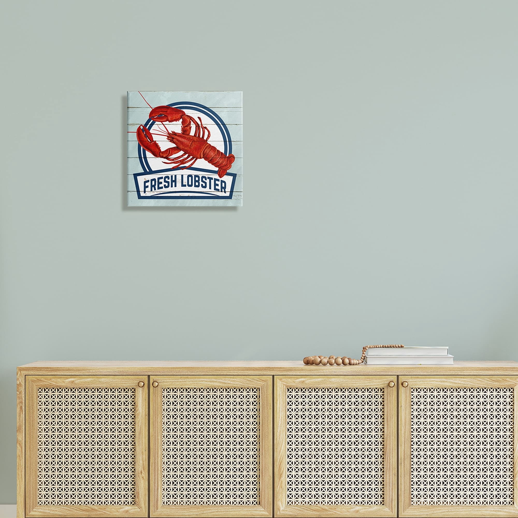 Stupell Industries Fresh Lobster Sign Grain Pattern Rustic Beach House , 30 x 30, Design by Kim Allen