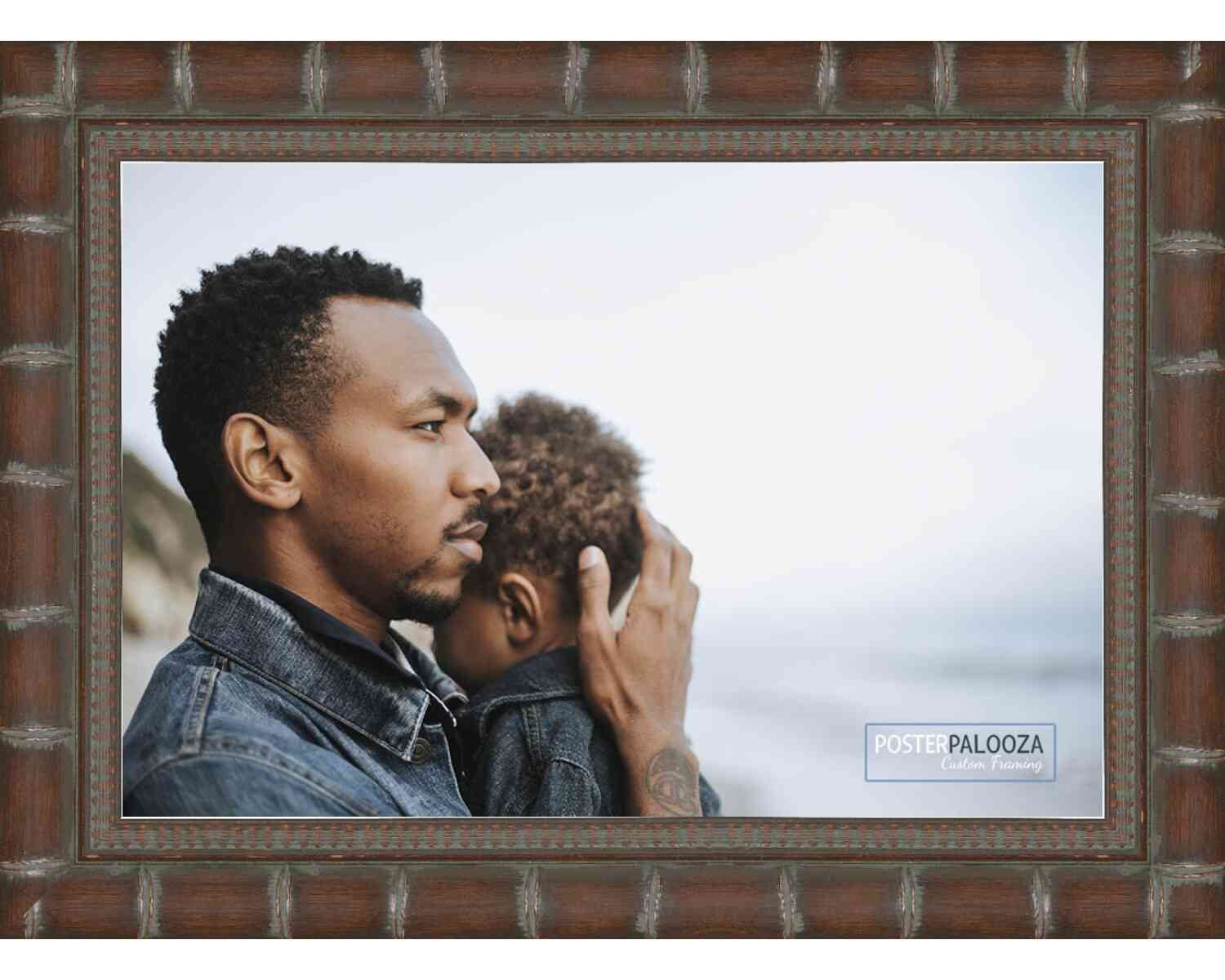 18x24 Brown Modern Bamboo Picture Frame - UV Acrylic, Foam Board Backing, Hanging Hardware