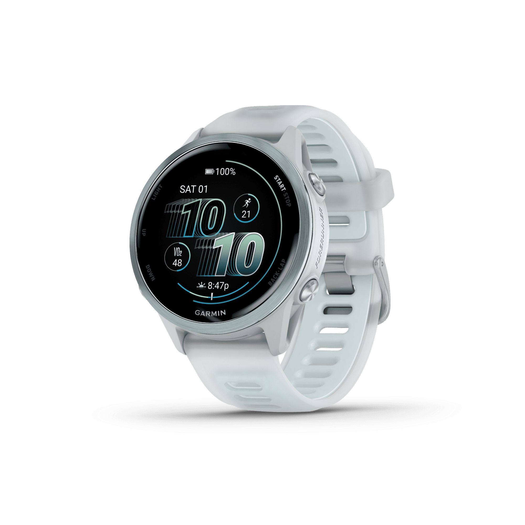 Garmin Forerunner® 570 - 42mm, Cloud Blue Aluminum with Translucent Whitestone/Cloud Blue Band