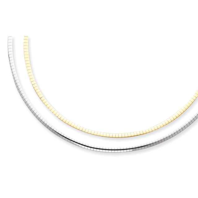 Pendentif Collier Omega Réversible en Or Bicolore 14k 3mm