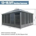 thumbnail image 6 of 13x16.5 FT Sunroom, Outdoor Solarium Aluminum Hardtop Gazebo with Galvanized Steel Roof, All Season Movable Pvc Screen Walls, Sliding Doors, Sun Room Pavilion Gazebo for Patio Deck Backyard, Gray, 6 of 7