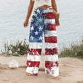 thumbnail image 5 of Mlqidk American Flag Pants for Women High Waist Patriotic Gauze Pants Casual Cotton Linen 4th Of July Trousers Wide Leg Usa Flag Print Pants with Pocket Light Blue 2XL, 5 of 5