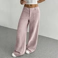 thumbnail image 3 of Women's Corduroy Wide Leg Pants Stretchy Waist Button Casual Loose Fit Pocket Design, 3 of 9
