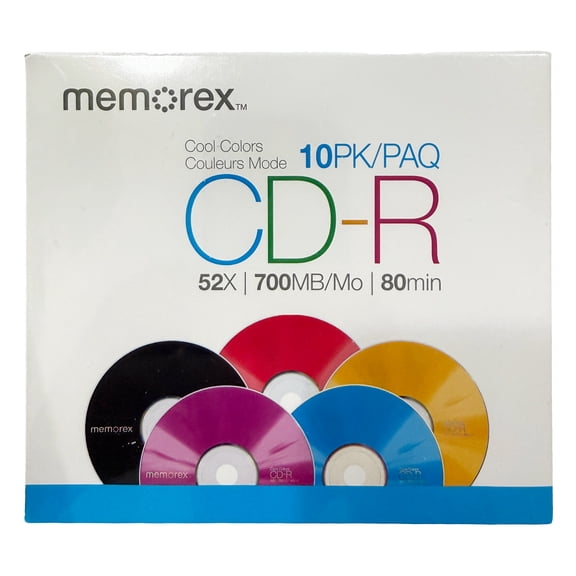 CheckOutStore 30 Memorex Cool Colors 52X CD-R 80min 700MB - Purple Black Red Orange & Blue /w Slim CD Jewel Case