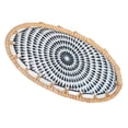 thumbnail image 3 of Woven Rattan Ceramic Storage Plate, Woven Rattan Ceramic Serving Tray Home Decoration Rustic Oval Functional  For Party For Birthday For Dining Table Ink Blue Flowers Dot, 3 of 8