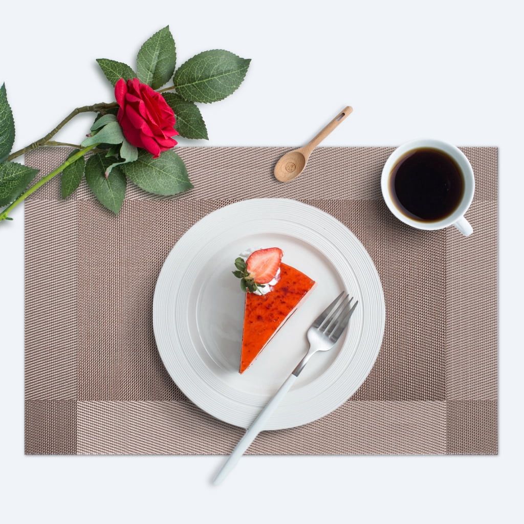 RAY STAR Vinyl Placemats Set of 6, 12''x18'' Vinyl Weave Placemats, Heat Resistant Wipable Place Mat