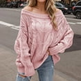thumbnail image 2 of hotojiny Off the Shoulder Tops for Women Oversized Sweaters Fall Outfits Fashion Cable Knit Pullover Fall Clothes Long Sleeve Shirts, 2 of 6
