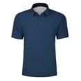 thumbnail image 3 of Hiiyo Men's Polo Shirt Solid Color Short Sleeved T-Shirt, Navy, 3 of 3