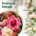 thumbnail image 4 of Summer Peach Wreath for Front Door 24 Inch, Artificial Pink Rose & White Peony Floral Wreath with Welcome Sign, Faux Greenery Farmhouse Door Decor for Indoor Outdoor Home Porch Wall, 4 of 7