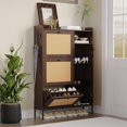 thumbnail image 1 of Eastvita GAOMON Rattan Entryway Shoe Cabinet - Hidden Wood Shoe Rack with 3 Flip Drawers/Narrow Freestanding/Easy Assembly for Hallway, 1 of 6