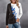 thumbnail image 2 of PENGXIANG Hauts Quotidiens pour Femmes Manches Longues Blouse Confortable à Imprimé Floral Tunique Décontractée Col Chandail Chemises, 2 of 4