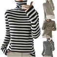 thumbnail image 4 of Womens Striped High Neck Shirts Fleece Long Sleeve Pullover Tops Fashion Cute Y2K Tight Tunic Shirt, 4 of 4