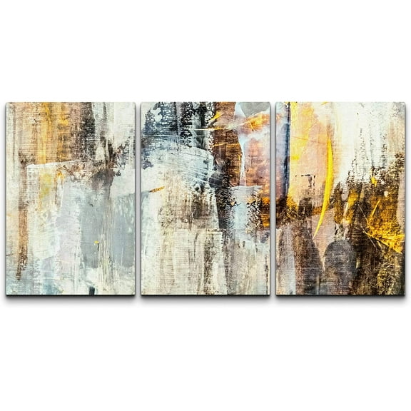 wall26 Canvas Print Wall Art Set Grunge Calico Minimal Paint Strokes Abstract Shapes Illustrations Modern Art Decorative Multicolor Chic for Living Room, Bedroom, Office - 24"x36"x3 Panels