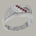 thumbnail image 2 of LBG British Made 18k White Gold Natural Ruby Mens band Ring - 33 size options - Size 10.75, 2 of 6