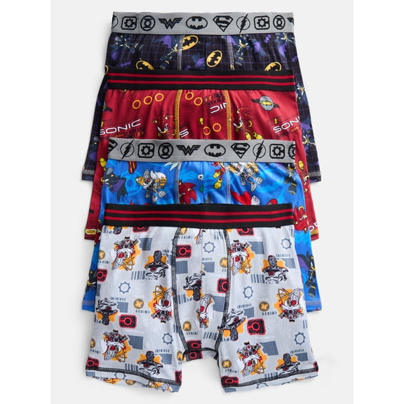 DC x SEGA Boy's Boxer Brief Underwear, 4-Pack