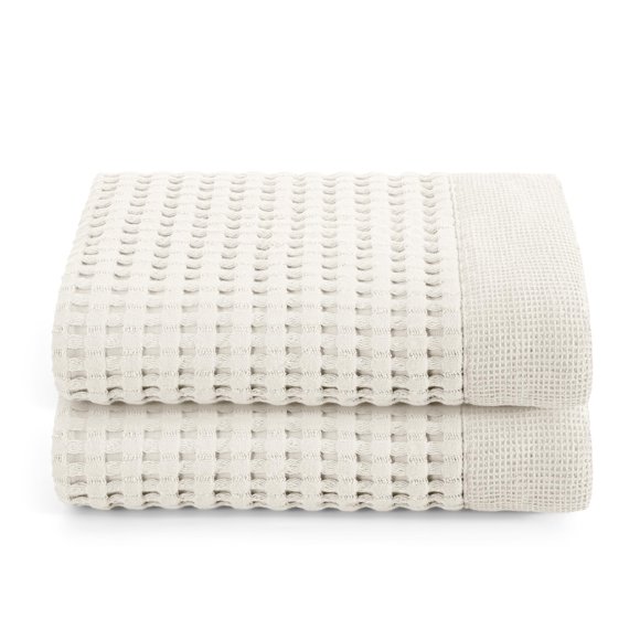 Gilden Tree Toallas De Mano Tipo Gofre Para Baño De Secado Rápido, Sin Pelusa, Finas, Paquete De 2, Estilo Moderno (Crema)