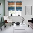 thumbnail image 3 of Farmhouse Navy Blue Brown Kitchen Curtains Window Panels, Vintage Wooden Striped Insulated Window Treatment Curtain, Grommet Curtains for Bedroom/Living Room/Bathroom, 2 Piece 27.5"Wx39"L, 3 of 8