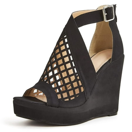 

Wedge Shoes For Women Womens Wedges New Wedge Sandals Women s Thick Bottom Fish Mouth Hollowed-out Women s Shoes Black