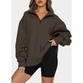 thumbnail image 1 of Half Zip Oversized Sweatshirt for Women Long Sleeve Solid Color Drop Shoulder Fleece Workout Pullover XS-24XL, 1 of 3