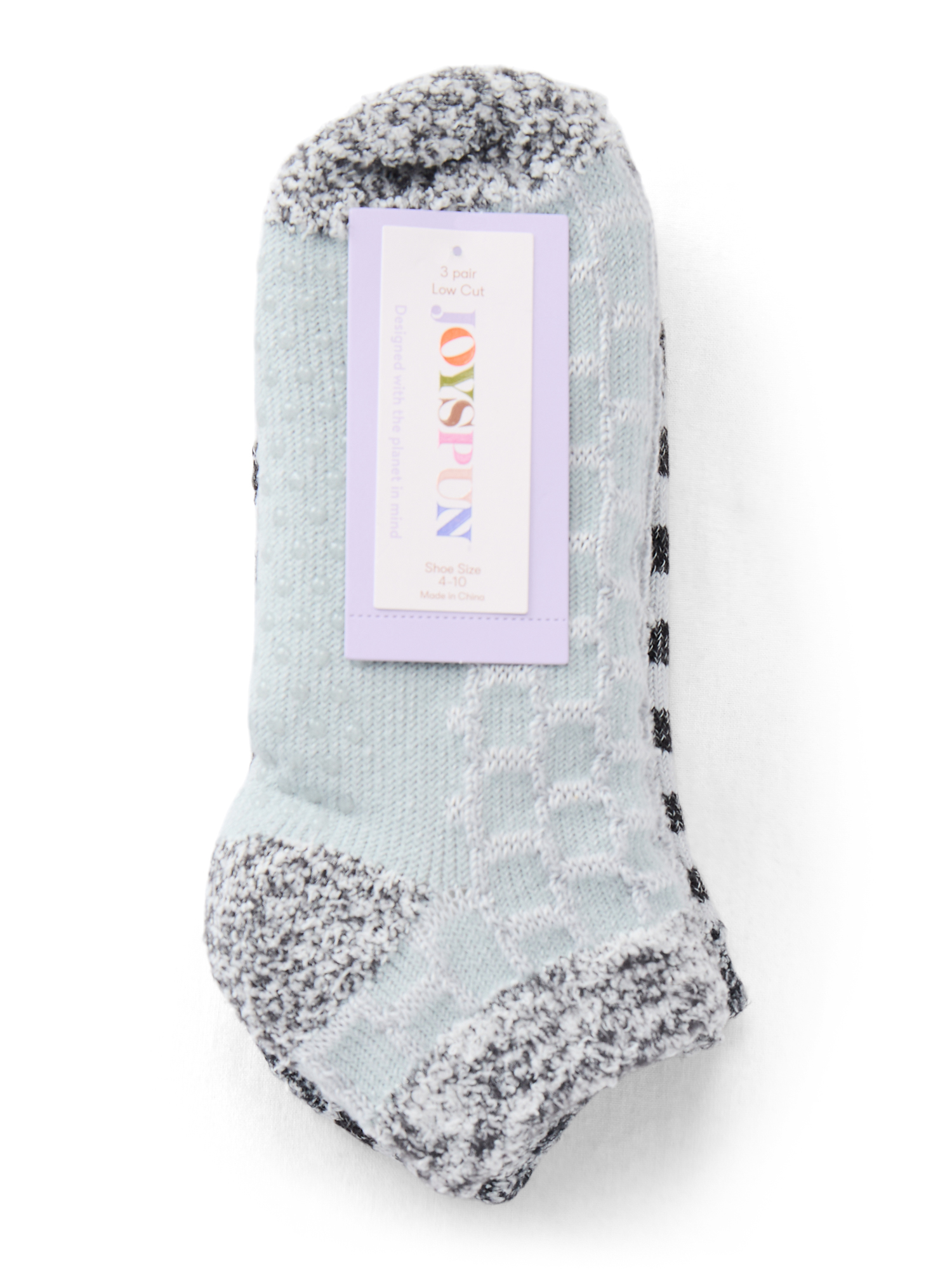 Joyspun Women's Double Layer Low Cut Lounge Socks, 3 Pack, Shoe Sizes 4-10