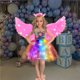 thumbnail image 2 of 2024 Vestido de princesa con tutú de unicornio brillante para niñas, vestidos brillantes con luces LED, diadema con alas, disfraz de escenario para fiesta de Halloween para niñas, 2 of 5