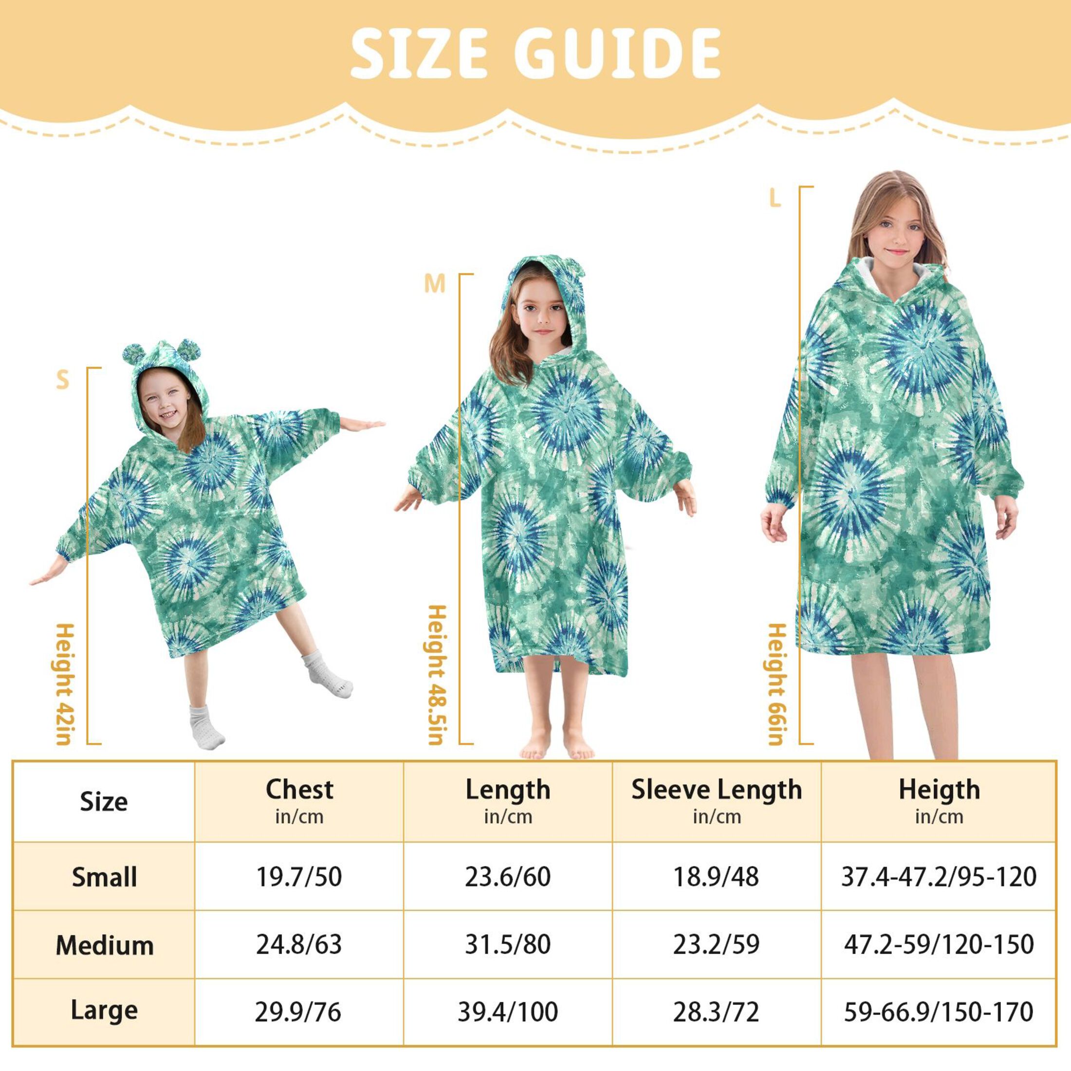 joogoo Wearable Blanket Hoodie for Tie Dye Green Flannel Sherpa Pocket 3-14 YR S