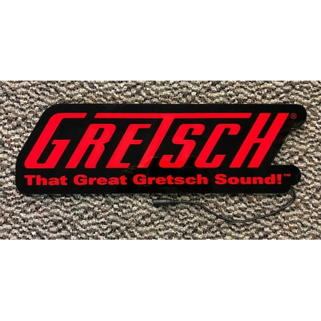 Gretsch Guitars Logo LED Light Up Display Store Sign with Power Supply 17x6x1