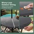 thumbnail image 3 of Round Outdoor Tablecloth with Umbrella Hole and Zipper, Turquoise Grey Ombre Fitted Table Cover with Elastic for 55-60 Inch, Teal Modern Geometric Striped Abstract Art Waterproof Patio Tablecoths, 3 of 9