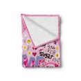 thumbnail image 2 of Love Soft Flannel Fleece Throw Blanket, I Love You Sugar Giant Heart with Big Letters Spelling Love Smiles Flowers, Cozy Plush for Indoor and Outdoor Use, 50" x 70", Pink Multicolor, by Ambesonne, 2 of 6