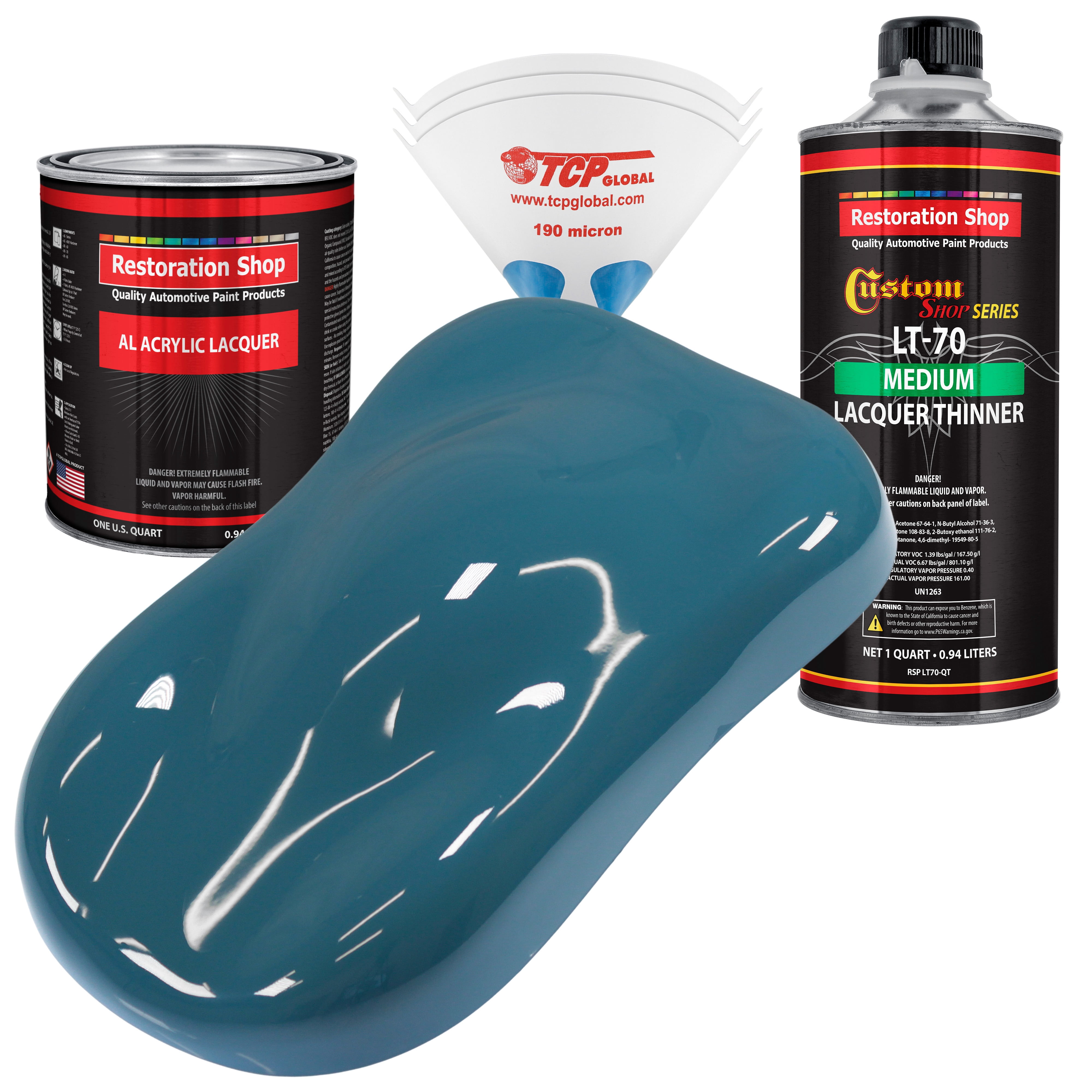 Restoration Shop Medium Blue Acrylic Lacquer Auto Paint Complete Quart Paint Kit With Medium Thinner Walmart Com Walmart Com