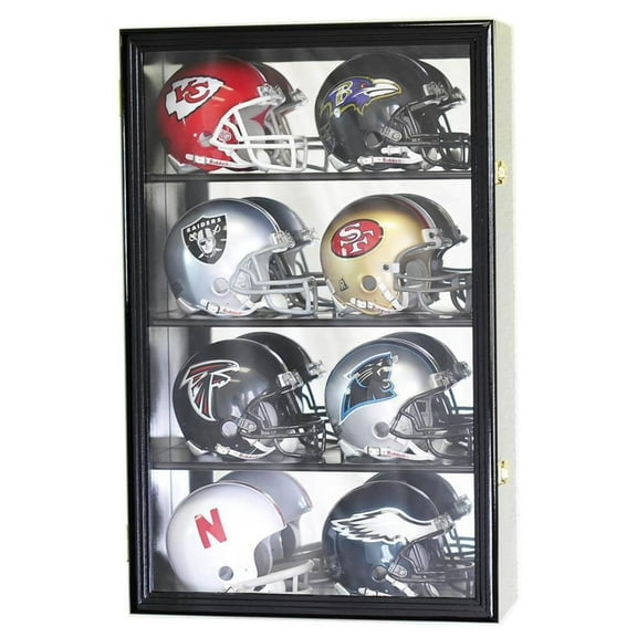 8 Mini Helmet Display Case Cabinet (Mirror Back)