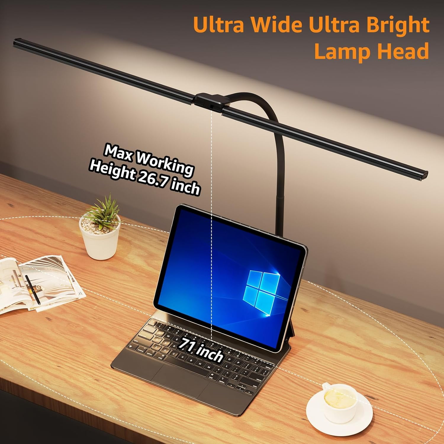 Senhu Led Desk Lamp for Office Home, Bright Double Head Desk Light with Clamp, Architect Task Lamp 30 Lighting Modes Adjustable Flexible Gooseneck
