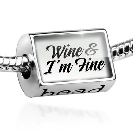 - Bead Vintage Lettering Wine & I'm Fine Charm Fits All European Bracelets