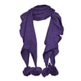 thumbnail image 1 of Peach Couture Serene Ruffled Soft and Warm Knit Scarf With Pom Poms, 1 of 1