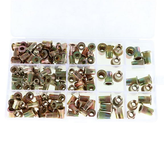 munirater 150Pcs SAE Rivet Nut Kit Rivnut Nutsert Assort Set 1/4-20 10-32 10-24 8-32 6-32